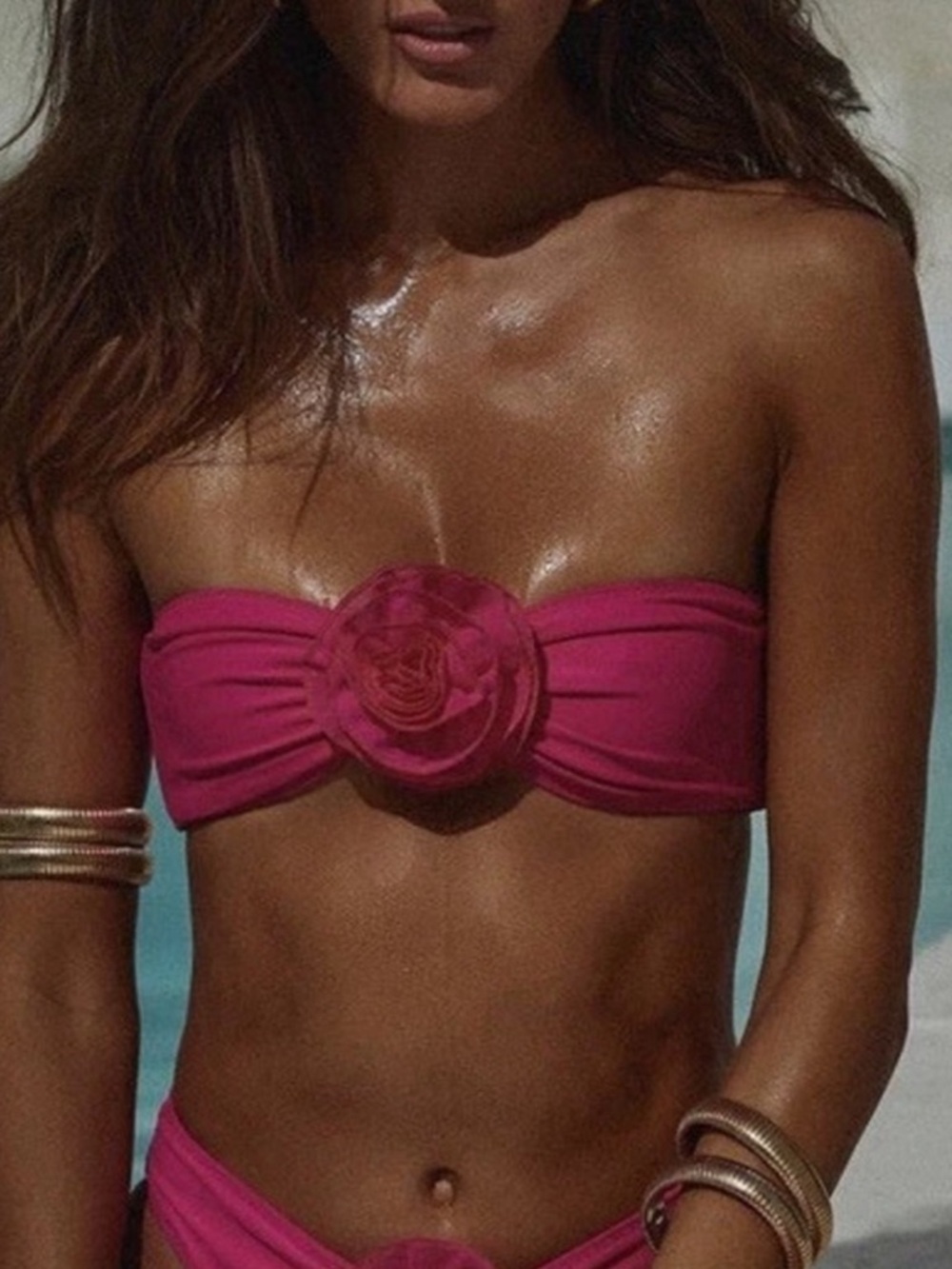 SAME SWIM ROSETTE BANDEAU TOP